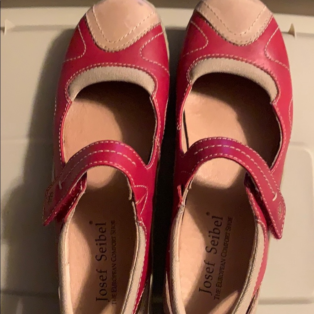 Red& tan European shoes